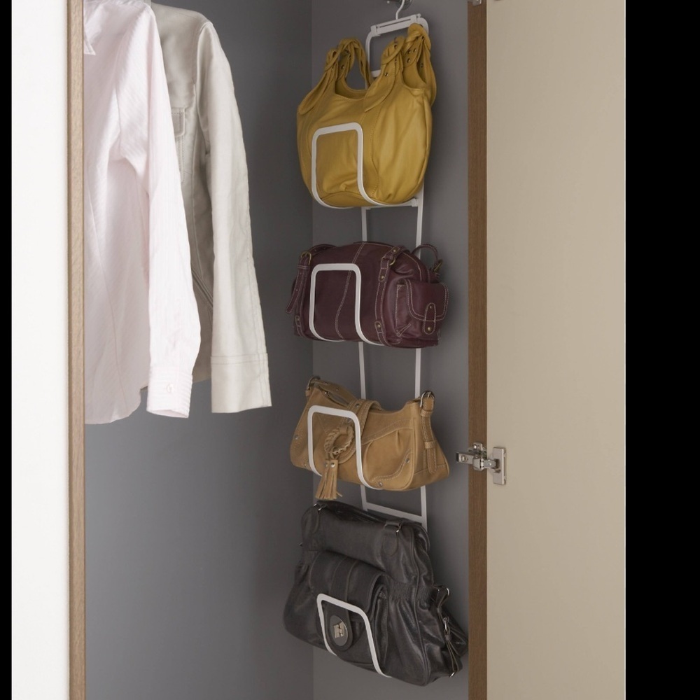 Yamazaki Steel Bag Holder - wall mount - Handbag Organizer - white - purse hook